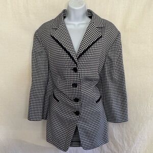 B-49 Sweet Suit‎ PLUS SIZE 16W Black & White Houndstooth Blazer Suit Jacket
